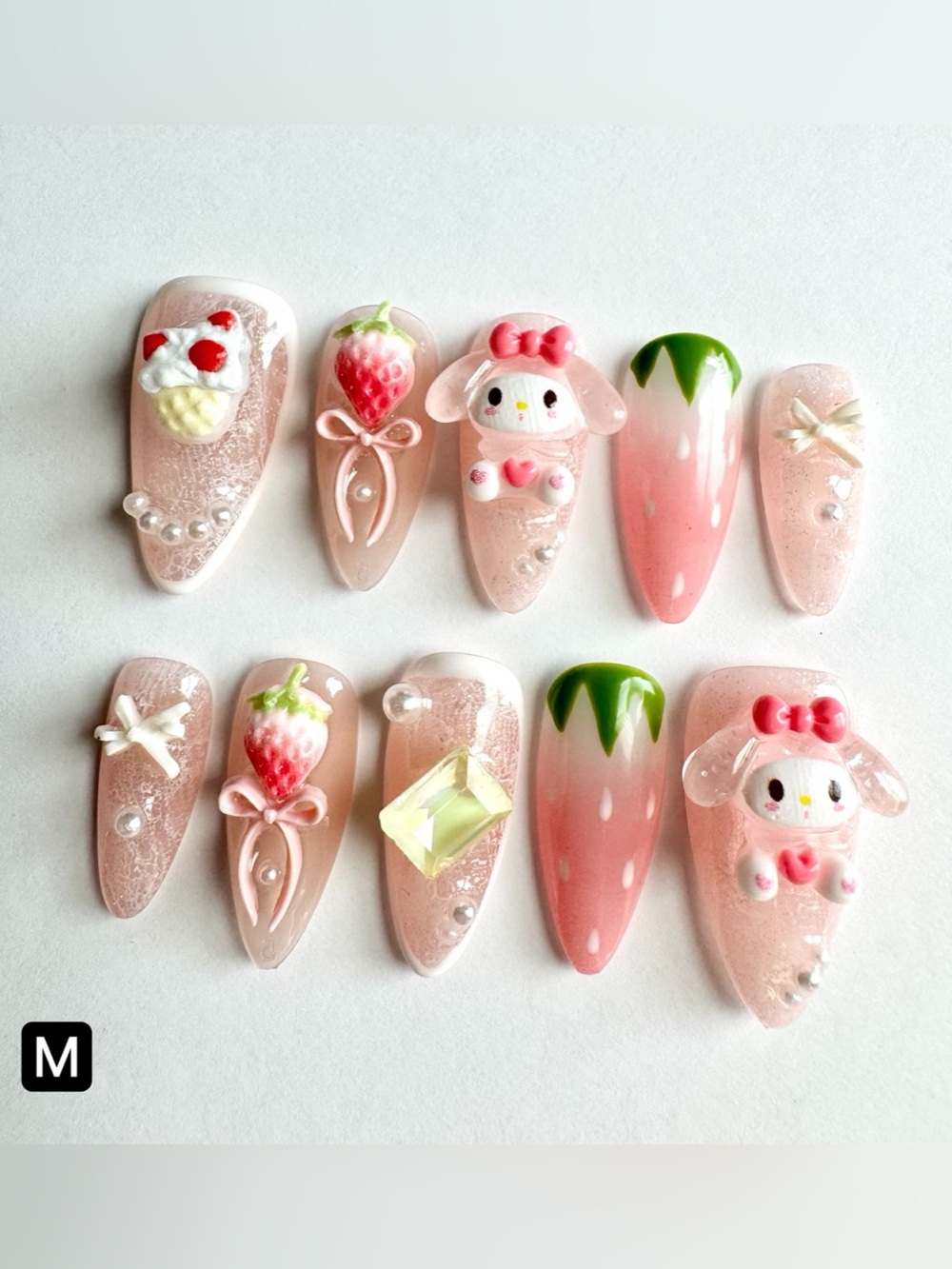 Playful My Melody Sanrio theme press on nails